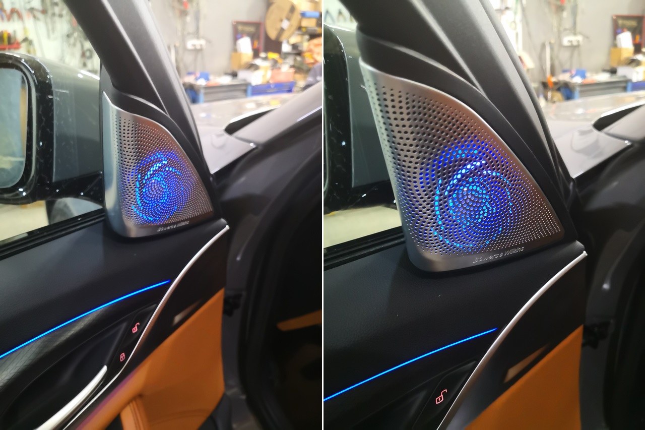 BMW G30, подсветка динамиков Bowers & Wilkins